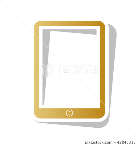 Computer tablet sign. Vector. Golden gradient icon with white co Computer tablet sign. Vector. Golden gradient icon with white co 42843315