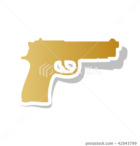 Gun sign illustration. Vector. Golden gradient icon with white c Gun sign illustration. Vector. Golden gradient icon with white c 42843799