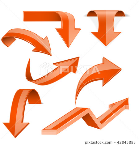Orange arrows. 3d shiny set of icons Orange arrows. 3d shiny set of icons 42843883
