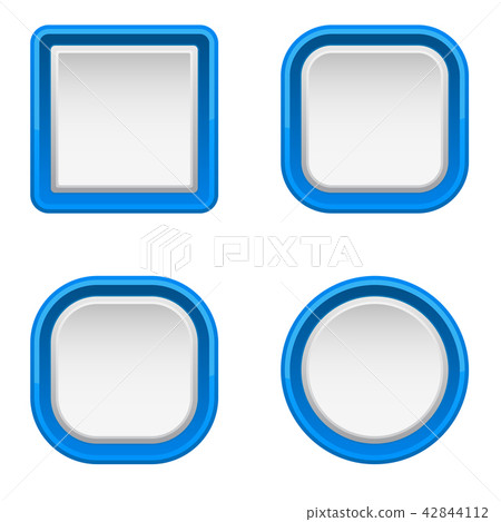 White interface buttons with blue frame White interface buttons with blue frame 42844112
