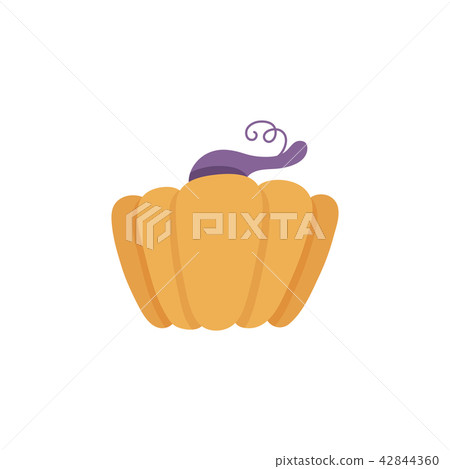 Ripe whole pumpkin - raw yellow vegetable isolated on white background. 42844360