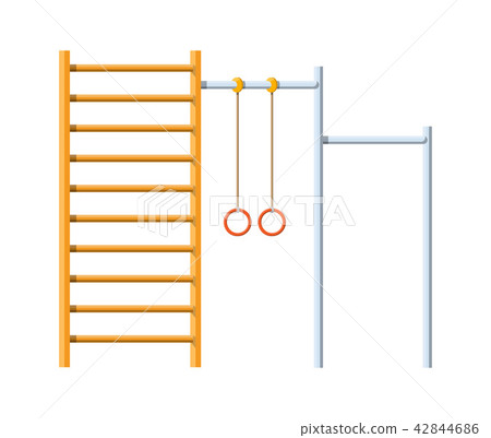 Horizontal bar with climbing rings and ladder 42844686