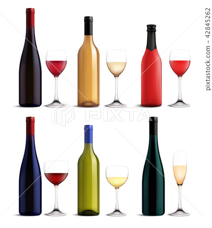 Wine And Glass Realistic Set 42845262