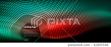 Neon glowing techno hexagon shape lines, hi-tech futuristic abstract background, landing page 42845546