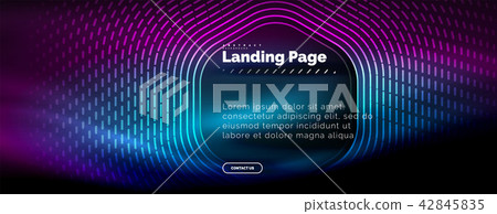 Neon glowing techno hexagon shape lines, hi-tech futuristic abstract background, landing page 42845835