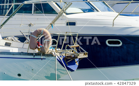 closeup on a yacht, yachts and motor boats closeup on a yacht, yachts and motor boats 42847329