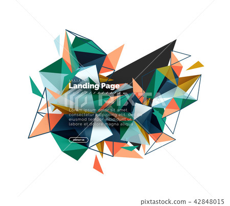 Triangular design abstract background, landing page. Low poly style colorful triangles on white Triangular design abstract background, landing page. Low poly style colorful triangles on white 42848015
