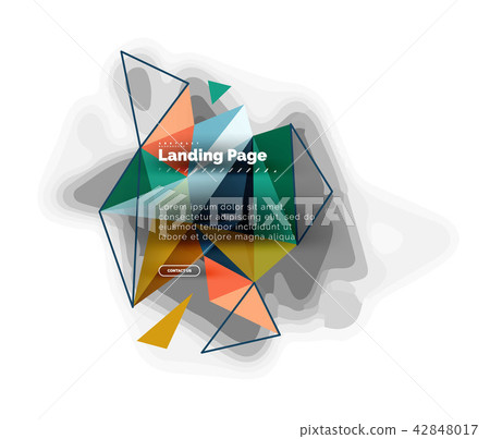 Triangular design abstract background, landing page. Low poly style colorful triangles on white Triangular design abstract background, landing page. Low poly style colorful triangles on white 42848017