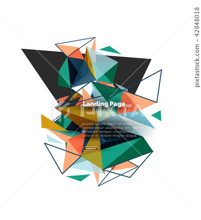 Triangular design abstract background, landing page. Low poly style colorful triangles on white Triangular design abstract background, landing page. Low poly style colorful triangles on white 42848018