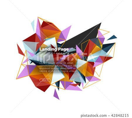 Triangular design abstract background, landing page. Low poly style colorful triangles on white 42848215