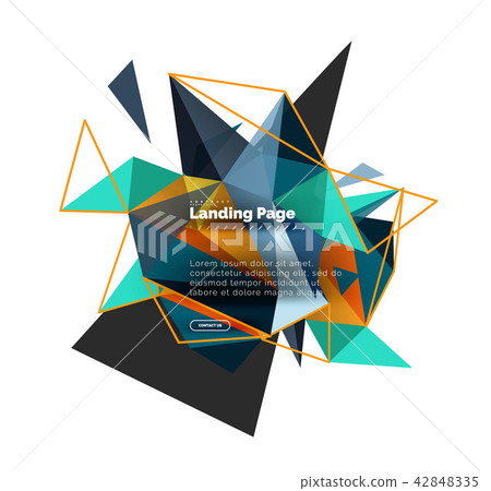 Triangular design abstract background, landing page. Low poly style colorful triangles on white Triangular design abstract background, landing page. Low poly style colorful triangles on white 42848335
