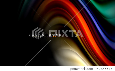Fluid colors abstract background, twisted liquid design on black, colorful marble or plastic wave 42853347
