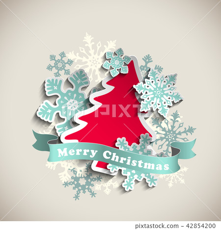 christmas theme, abstract tree and snowflakes - Stock Illustration ...