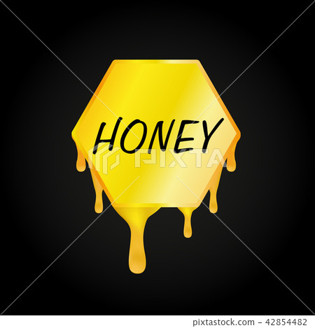 Honeycomb and honey dripping on black background 42854482