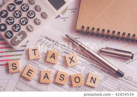 Alphabet letter wooden blocks tiles Tax season 42854534