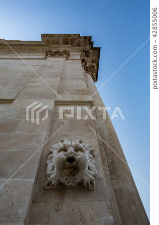 Ancient marble gutter downspout in Dubrovnik Ancient marble gutter downspout in Dubrovnik 42855006