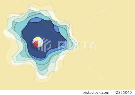 Beach ball in the sea. Stylized hand-drawn  42855040