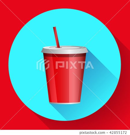 soda red plastic beaker with a tube for take-away 42855172