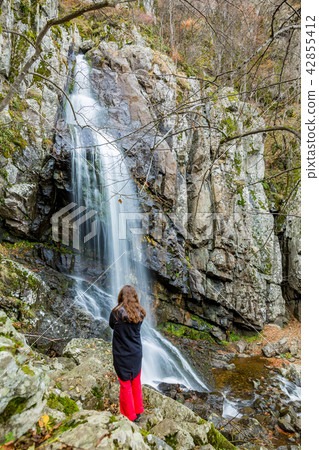 Blurred waterfall and girl near Sofia, Bulgaria 42855412