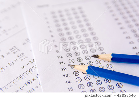 Pencil, Sharpener and eraser on answer sheets Pencil, Sharpener and eraser on answer sheets 42855540