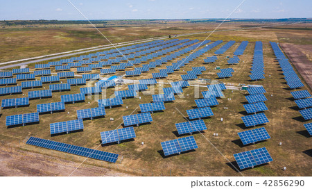 Aerial photo of solar photovoltaic panels outdoors Aerial photo of solar photovoltaic panels outdoors 42856290