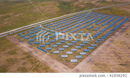 Aerial photo of solar photovoltaic panels outdoors Aerial photo of solar photovoltaic panels outdoors 42856291