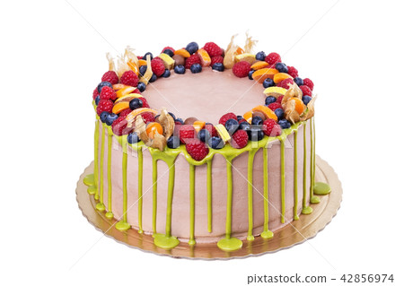 Delicious birthday cake or holiday. On a white background. Delicious birthday cake or holiday. On a white background. 42856974