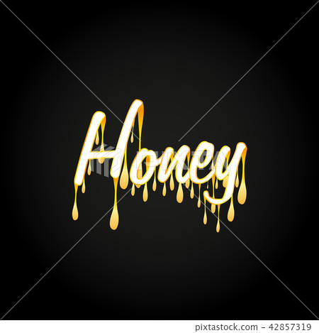 Honey typography dripping on black background Honey typography dripping on black background 42857319