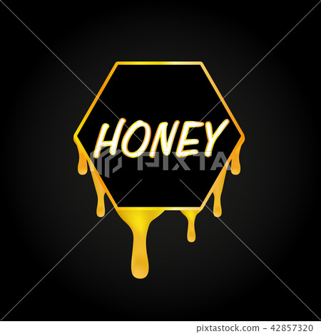 Honeycomb and honey dripping on black background Honeycomb and honey dripping on black background 42857320