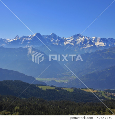 Famous mountains Eiger, Monch and Jungfrau. 42857730