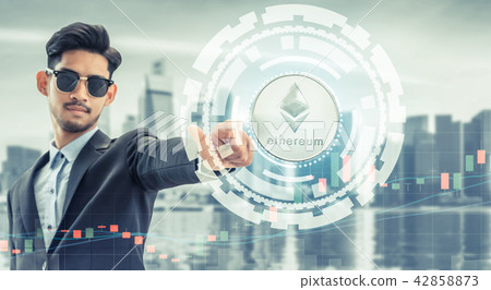 Ethereum and cryptocurrency investing concept. Ethereum and cryptocurrency investing concept. 42858873