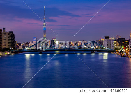 奧林匹克照亮天空樹和Sumidagawa 42860501