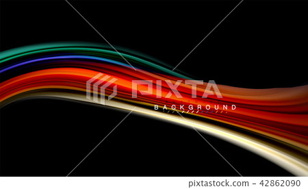 Fluid colors abstract background, twisted liquid design on black, colorful marble or plastic wave Fluid colors abstract background, twisted liquid design on black, colorful marble or plastic wave 42862090