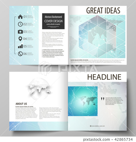 The vector illustration of the editable layout of two covers templates for square design bi fold The vector illustration of the editable layout of two covers templates for square design bi fold 42865734