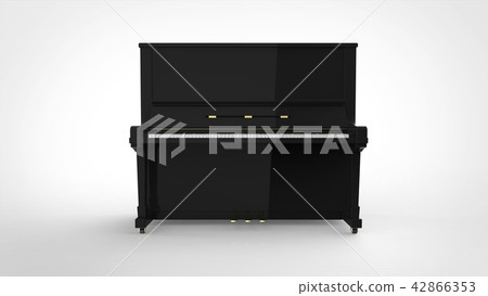 Upright piano Front White Background 42866353