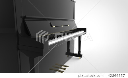 Upright Piano Close White Background Right Copy Space 42866357