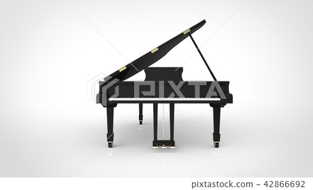Grand Piano Front White Background 42866692