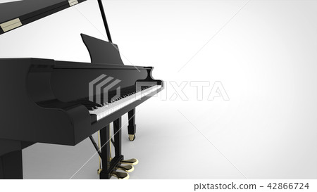 Grand Piano Close Right Copy Space White Back Grand Piano Close Right Copy Space White Back 42866724