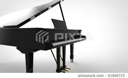 Grand piano right copy space white back 42866725