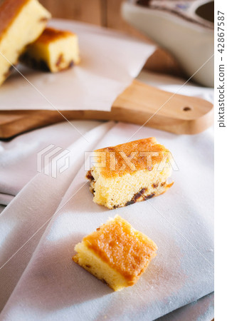 Dried Longan Cake on wooden table. Dried Longan Cake on wooden table. 42867587