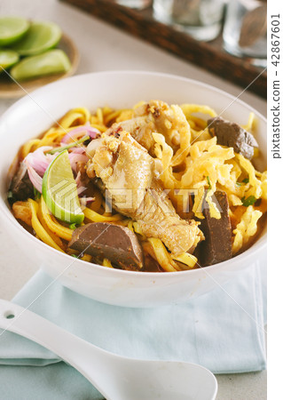 Curried Noodle Soup (Khao soi). Curried Noodle Soup (Khao soi). 42867601