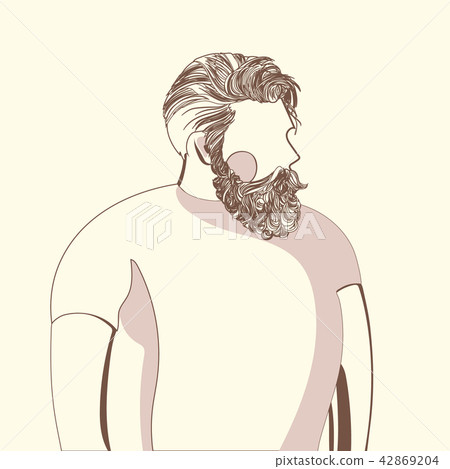 Bearded man in white t-shirt. 42869204