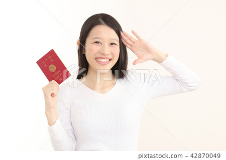 A woman with a passport A woman with a passport 42870049