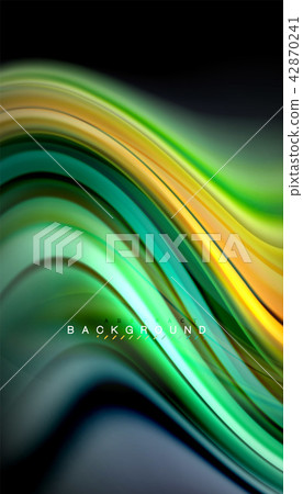 Fluid colors abstract background, twisted liquid design on black, colorful marble or plastic wave Fluid colors abstract background, twisted liquid design on black, colorful marble or plastic wave 42870241