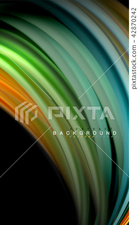 Fluid colors abstract background, twisted liquid design on black, colorful marble or plastic wave Fluid colors abstract background, twisted liquid design on black, colorful marble or plastic wave 42870242