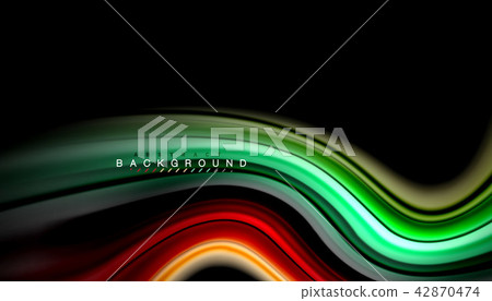 Fluid colors abstract background, twisted liquid design on black, colorful marble or plastic wave Fluid colors abstract background, twisted liquid design on black, colorful marble or plastic wave 42870474
