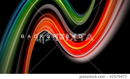 Fluid colors abstract background, twisted liquid design on black, colorful marble or plastic wave 42870475
