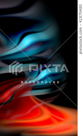 Fluid colors abstract background, twisted liquid design on black, colorful marble or plastic wave Fluid colors abstract background, twisted liquid design on black, colorful marble or plastic wave 42870480