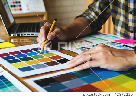 Graphic designers choose colors from the color 42872239