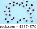 Fresh sweet cherries on blue background 42874570